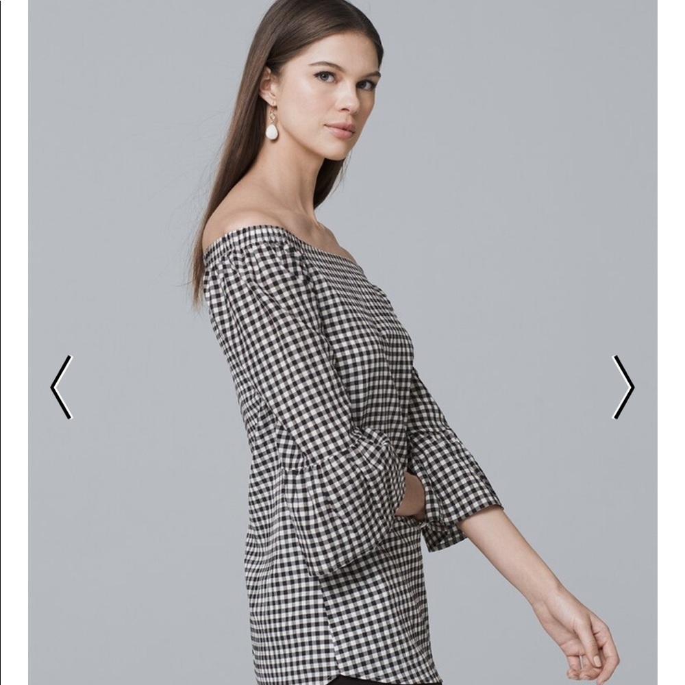 Gingham Off-the-Shoulder Blouse